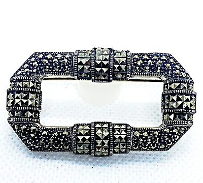 Vintage Sterling Silver Signed Judith Jack Faceted Marcasite Brooch Pin 2 Inch • $42