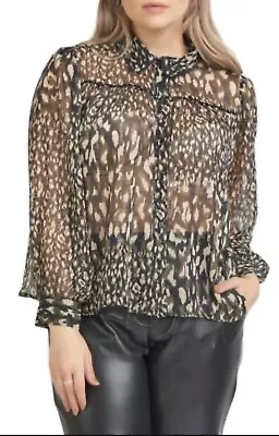 Zara Women’s Semi Sheer Cropped Button Up Boxy Blouse Size M Camo Colors Career • $22.99
