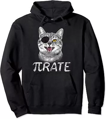 Funny Pi Day Math Science Cat Pirate Unisex Hooded Sweatshirt • $34.99