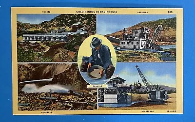 Gold Mining In California Stanley A. Piltz Linen Postcard Vintage Post Card • $3