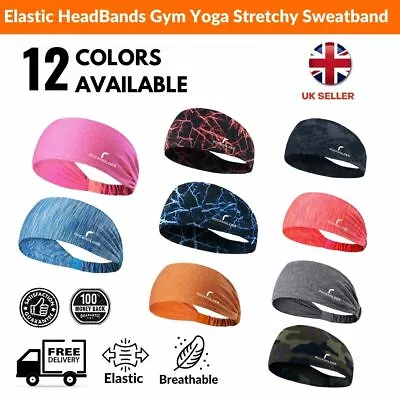 Men Women Headband Yoga Gym Running Sweatband Stretch Sports Head Band Hairband • £3.55
