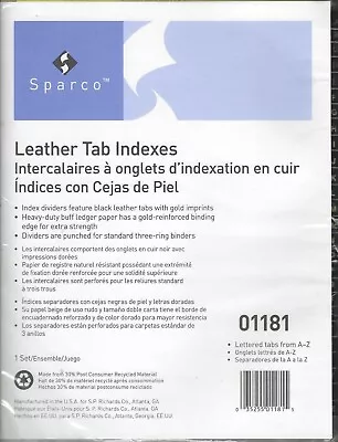 Sparco Leather Tab Indexes For 3 Ring Binder Lettered Tabs A-z #01181 Ni Package • $4.95