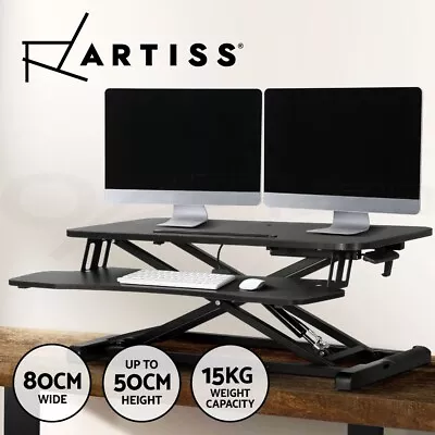 Artiss Standing Desk Riser Height Adjustable Laptop Desktop Black 80CM • $127.95