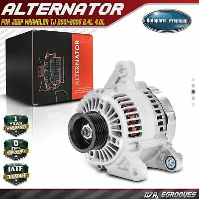 New Alternator For Jeep Wrangler TJ 2001-2006 L6 4.0L 12Volt CW 6-Groove Pulley • $105.99