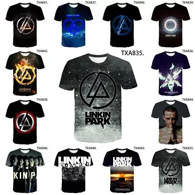 Linkin Park Rock Roll T-Shirt 3D Print Unisex Ladies Short Sleeve Top Summer • £11.39