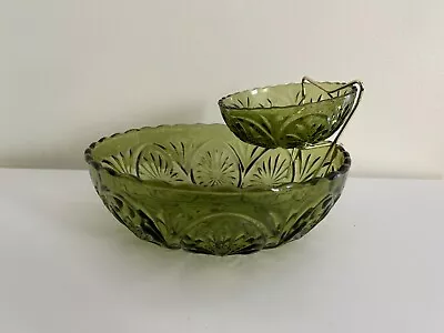 Vintage Anchor Hocking 3-Piece Chip And Dip Set Avocado Green In Original Box • $29.99