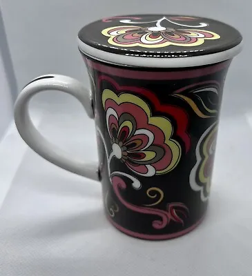 Vera Bradley Andrea By Sadek Puccini Pattern Tea Coffee Mug Cup 8 Oz With Lid • $10