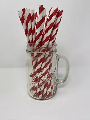 New Aardvark Paper Straws Jumbo Red Striped Unwrapped  7.75”  4800 Count • $20