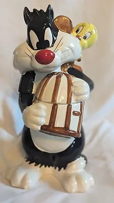 Vintage 1993 LOONEY TUNES Warner Bros SYLVESTER And TWEETY Bird Cage COOKIE JAR • $47.99