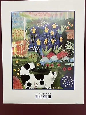 Rare 1993 Mike Smith  Winn Devon Bill And Yellow Iris  Print Of Cat In Garden • $30