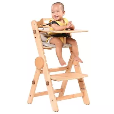 Wooden High Chair With Tray Adjustable Baby Chair For Children & Natural • $213.11
