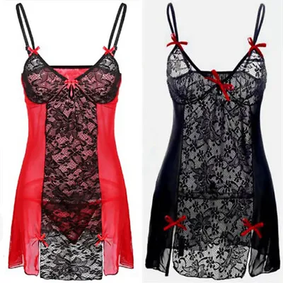 £9.49 • Buy Sexy Lingerie Plus Size 8-26 See Through Lace Nightwear Sleepwear Plus Underwear