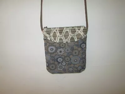 MARUCA Cupcake Small Crossbody Bag Blue Taupe Cream Floral Geometric Tapestry • $39.95