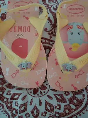 Disney Baby Havaianas Dumbo Toe SandalsSize 22 Eur 24 Usa 8 C • £4