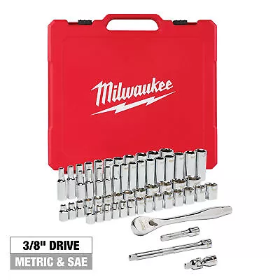 Milwaukee 3/8in.-Drive Ratchet And Socket Set 56-Pc. SAE And Metric Model# • $99