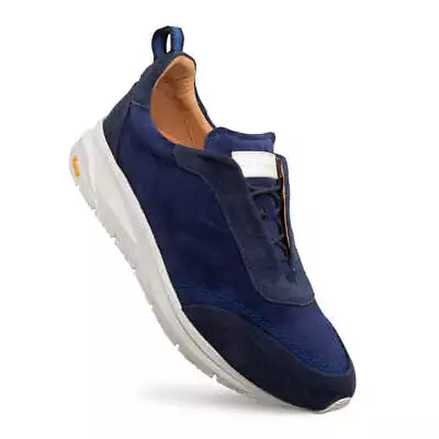 NEW Mezlan Dress Sneaker Shoes Genuine Leather Alcoy Suede Slip On Navy Blue • $375