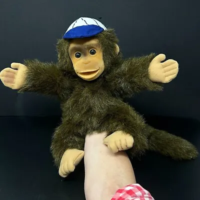 Vintage Hosung Brown Monkey Hand Puppet Baseball Cap Flocked Rubber Face Squeaks • $16.99