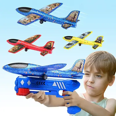Airplane/Aeroplane Launcher Toy Foam Throwing 3 Glider Planes With Catapult Gun • $13.49