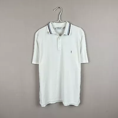 Vintage YSL Yves Saint Laurent Polo T Shirt White Short Sleeve Mens Size Large • $40