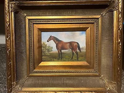 Horse Oil Painting Framed Vintage • $499