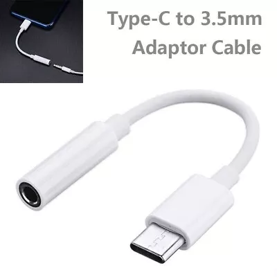 USB Type C White Aux Cable Headphone Adapter 3.5mm 0.15m/0.45 For Samsung • £3.05