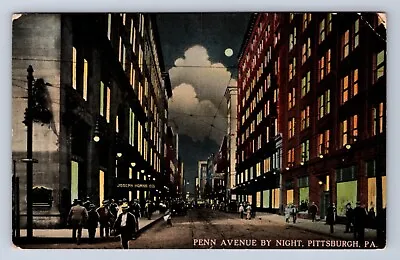 Vintage Penn Avenue By Nght Pittsburgh Pa Postcard Bp • $3.99