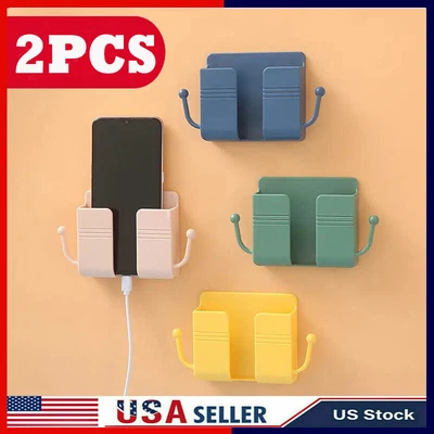 $8.59 • Buy 2pcs Wall Mounted Mobile Phone Holder Charging Stand Rack Shelf Adhesive Bracket