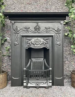 £420 • Buy Cast Iron Fireplace / Fire Surround / Insert / Victorian Art Nouveau Style