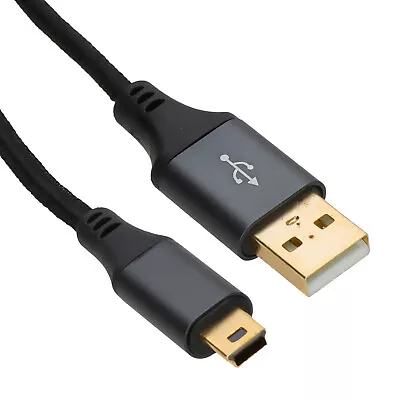 Pro Metal USB 2.0 24AWG Hi-Speed A To Mini-B 5 Pin Cable Power/Data Lead BRAIDED • £3.34