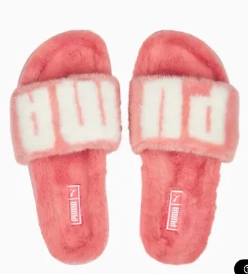 $35 • Buy Puma Leadcat 2.0 Fuzz  Fluff / Fur  Slides / Shoes Pink & White Size 8 /39 New