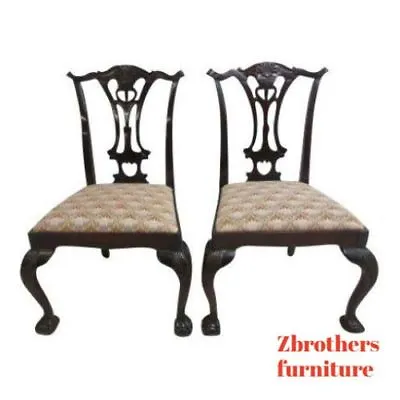 Pair Hickory Chair Company Mahogany Ball Claw Chippendale Dining Side Chair B • $701.10