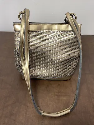 Bags By Marlo Gold & Silver Weave Metallic Look Shoulder Purse Handbag • $14.95