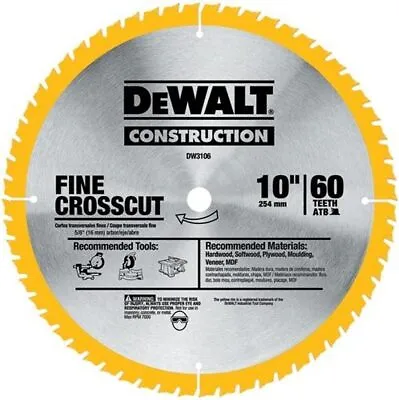 DEWALT 10-Inch Miter / Table Saw Blade Fine Finish 60-Tooth 2-Pack DW3106P5D60I • $126.32