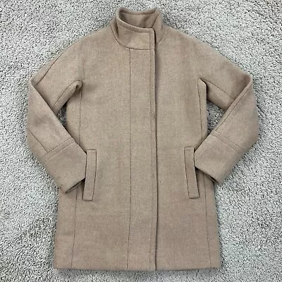 J CREW Nelli Gori City Coat Camel Funnel-Neck Wool-Blend Full-Zip Womens 00 • $39.99