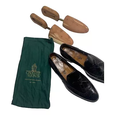 CROCKETT & JONES |9F |GORDAN SMITH Custom Leather Loafers And Wooden Shoe Tree • $299
