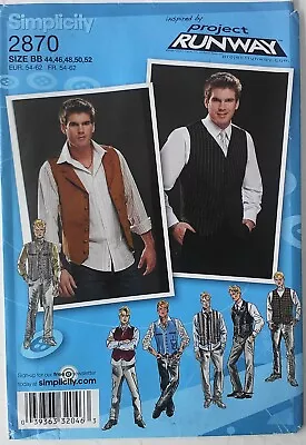 Simplicity 2870 Mens Casual Formal Lined Vests Sewing Pattern Sz 44-52 • $5.99