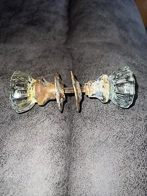 Vintage 12 Point Clear Crystal Glass And Door Knobs Handles. Need To Be Cleaned • $25