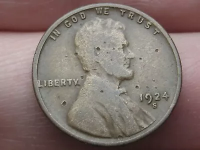 1924 S Lincoln Cent Wheat Penny- San Francisco Fine Details • $5.53