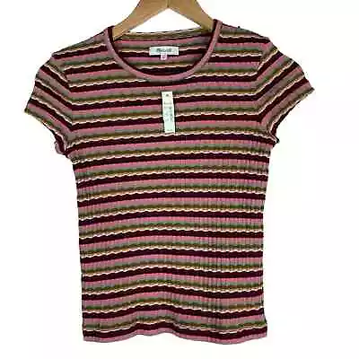 NEW Madewell Ribbed Baby Tee T Shirt Top Stripe Short Sleeve Size XS • $28