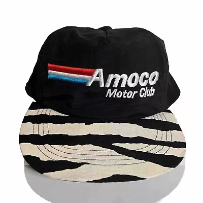 Vintage AMCO Gas Motor Oil Hat Club Employee RARE Zebra Animal Print 80s Vtg Car • $23