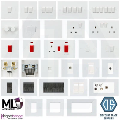 £8.19 • Buy Knightsbridge White Plastic Square Edge Switches & Sockets Full Range Free P&P