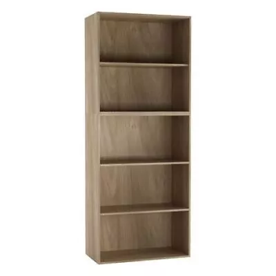 Oak 5 Tier Deep Wide Book Shelf Bookcase Display Storage Living Dining Room • £59.99