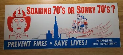 Vintage Cardboard Sign Philadelphia Fire Department Subway Bus 1970's • $125