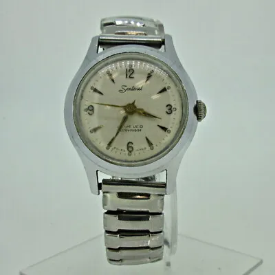 Vintage E. Ingraham Co. Swiss Sentinel Jeweled Silver Tone And Stainless Steel W • $19