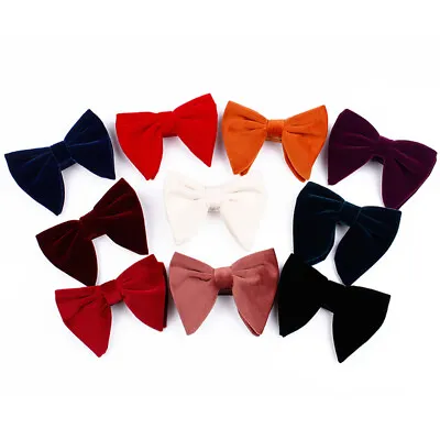 Bow Ties Bowknot Collar Solid Color Necktie Adjustable Velvet Bowtie Wedding • £2.28