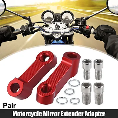 1 Pair Motorcycle 10mm 8mm Mirror Extender Adapter For Honda For Yamaha Red • $9.66