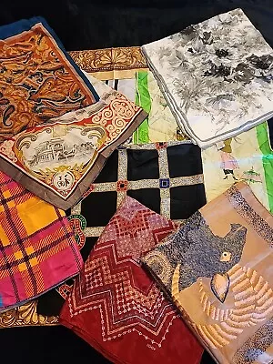 Lot Of 9 Fantastic Vintage Scarves Multiple Patterns   S01 • $18