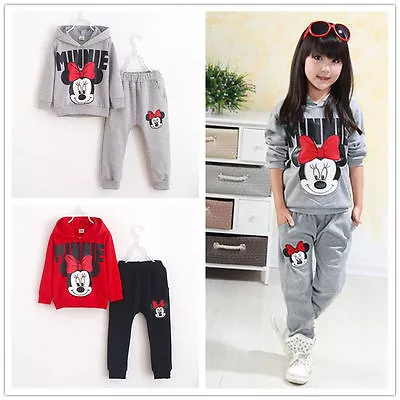 2Pcs/set Baby Girls Minnie Mouse Hoodie Coat Tops + Pants Set Kids Clothes Suits • $15.99