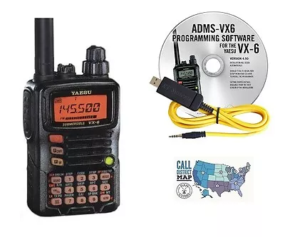Yaesu VX-6R Tri-Band Hand-Held Radio With RT Systems Prog. Software/Cable Kit • $322.30