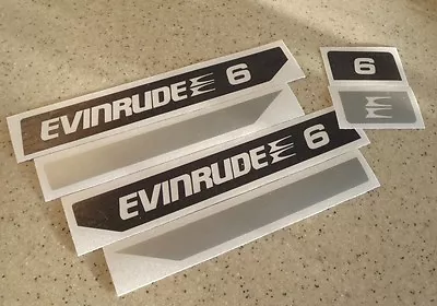 Evinrude Vintage 6 HP Motor Decal Kit Black/Silver FREE SHIP + Free Fish Decal! • $14